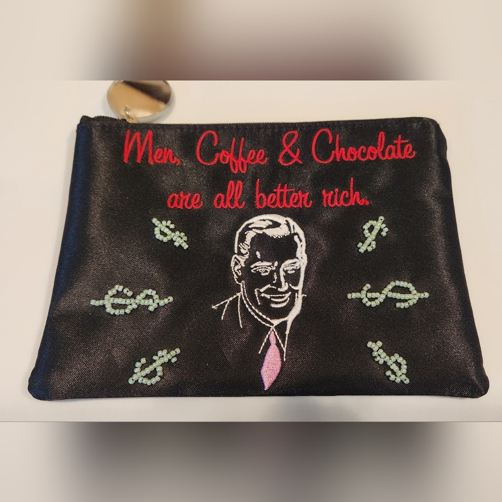Two's Company Women's Humor Cosmetic Bag/Clutch "Men, Coffee, & Chocolate..."